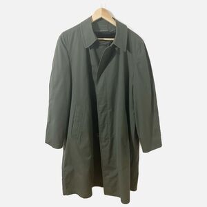 London Fog Classic Dark Mossy Green Faux Fur Lined Trench Coat Button Front Vent